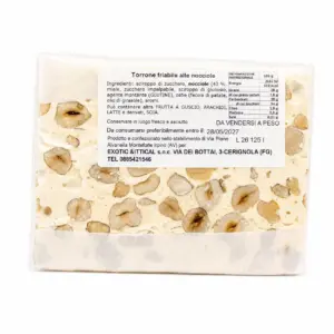 Torrone artigianale alle nocciole-Friabile etichetta