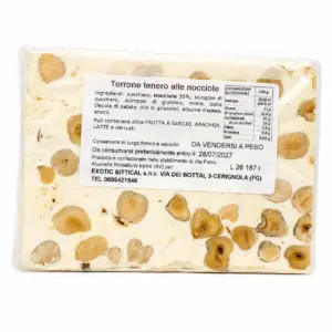 Torrone artigianale alle nocciole-tenero etichetta